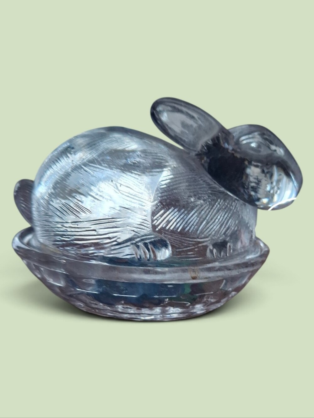 Clear Glass Rabbit Trinket Box - Home Art
